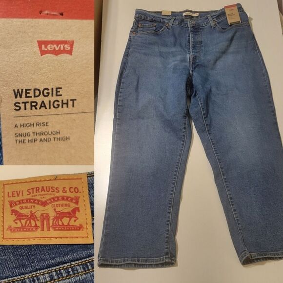 NEW 18W LEVI'S WEDGIE STRAIGHT LEG HIGH RISE BUTTON DENIM JEANS 18 W NWT - Picture 1 of 16